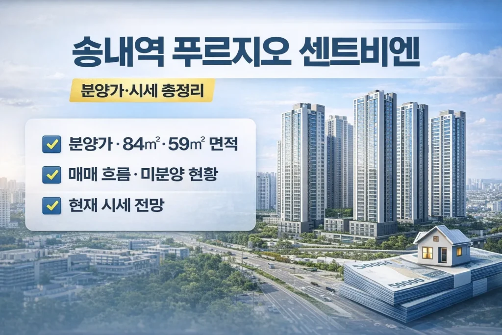 송내역 푸르지오 센트비엔 분양가 매매 입주권 시세 정리!